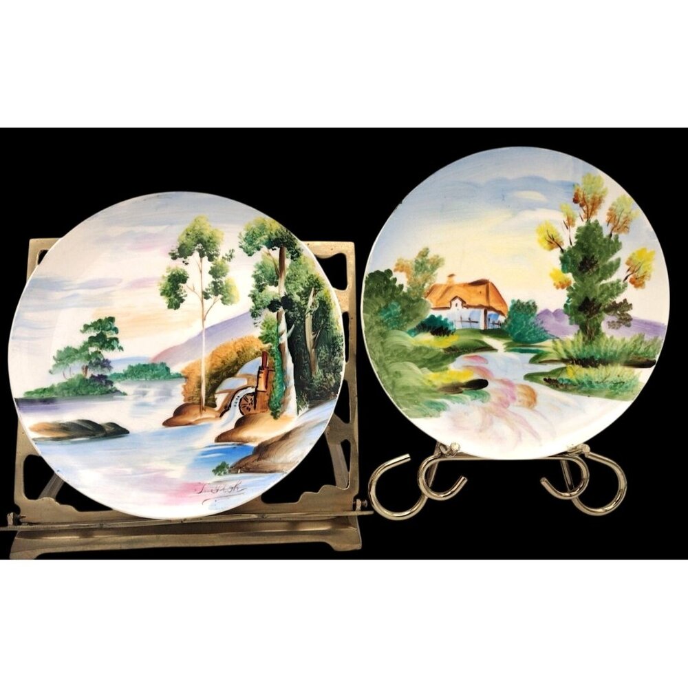 Ucagco Japan Small Plates Set Vintage Artist Signed Beautiful Crazing Art Piece
